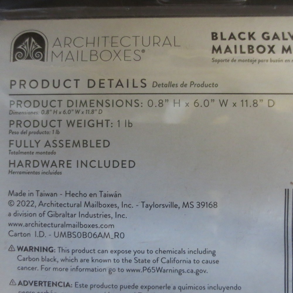 Gibraltar Black Galvanized Steel Post Universal Mailbox Mounting Bracket - 2 PC