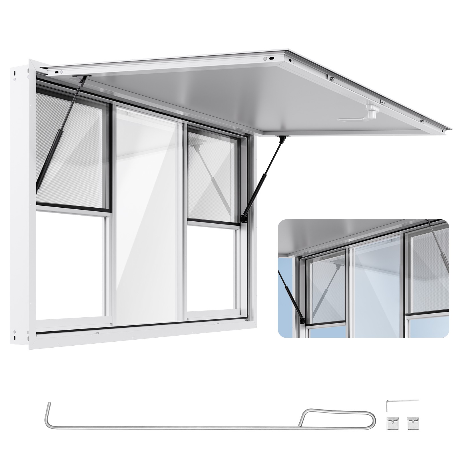 Uimoso 60x36in Concession Food Truck Service Window with Aluminum Alloy Awning