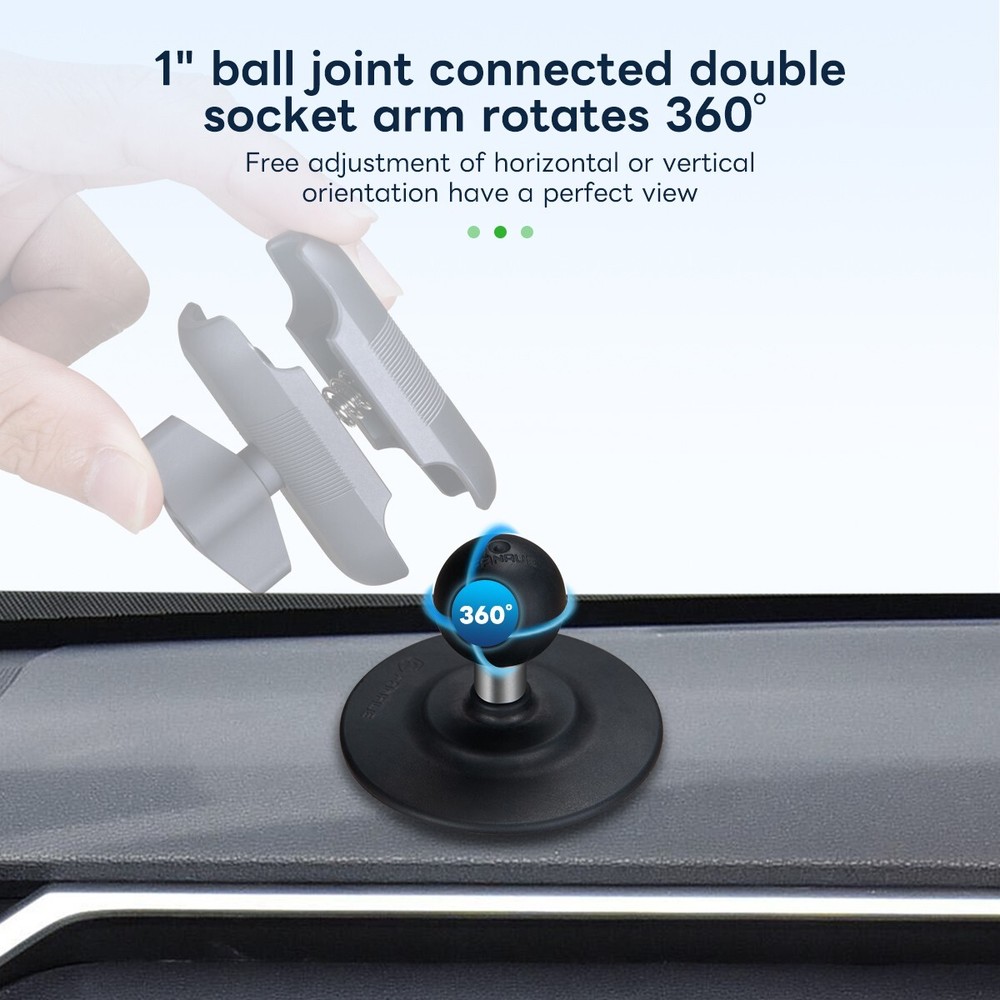 FANAUE Flex Adhesive Ball Base Compatible RAM Mounts B Size Double Socket Arm