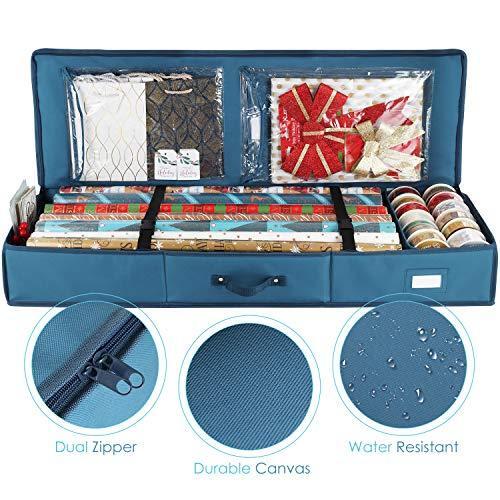 Hearth & Harbor Wrapping Paper Storage Container - Christmas Storage Bag with