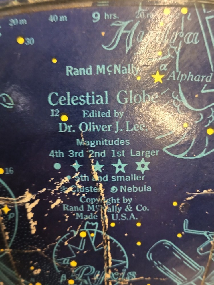 vintage Rand McNally celestial globe 60s era