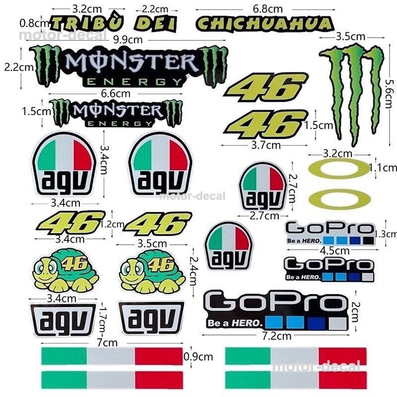 Motorcycle Fuel Tank Fairing Helmet Badge Decal AGV Italy Sticker Racing Bike