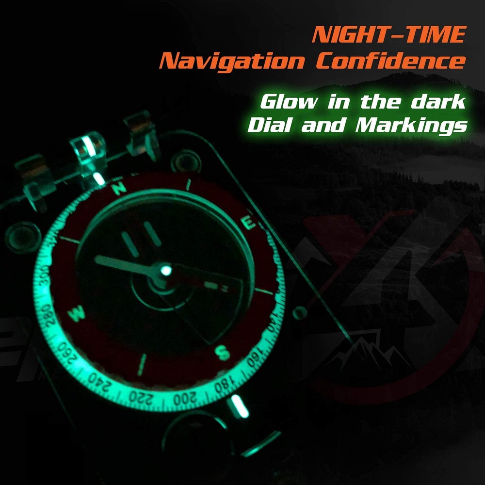 PREPARED4X Hiking Compass Survival – Mirror Sighting Map Orienteering Compass –