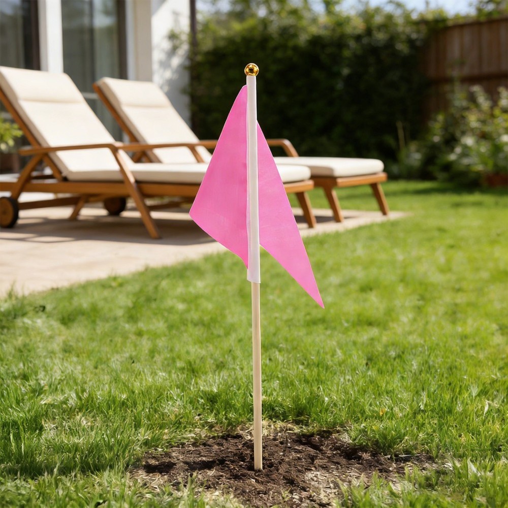 16pcs Triangular Marking Flags, Lawn Marker Flags High Visibility for Lawn and