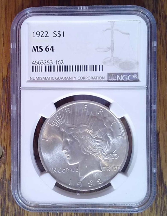 1922-P BU Silver Peace Dollar NGC MS64 (162)