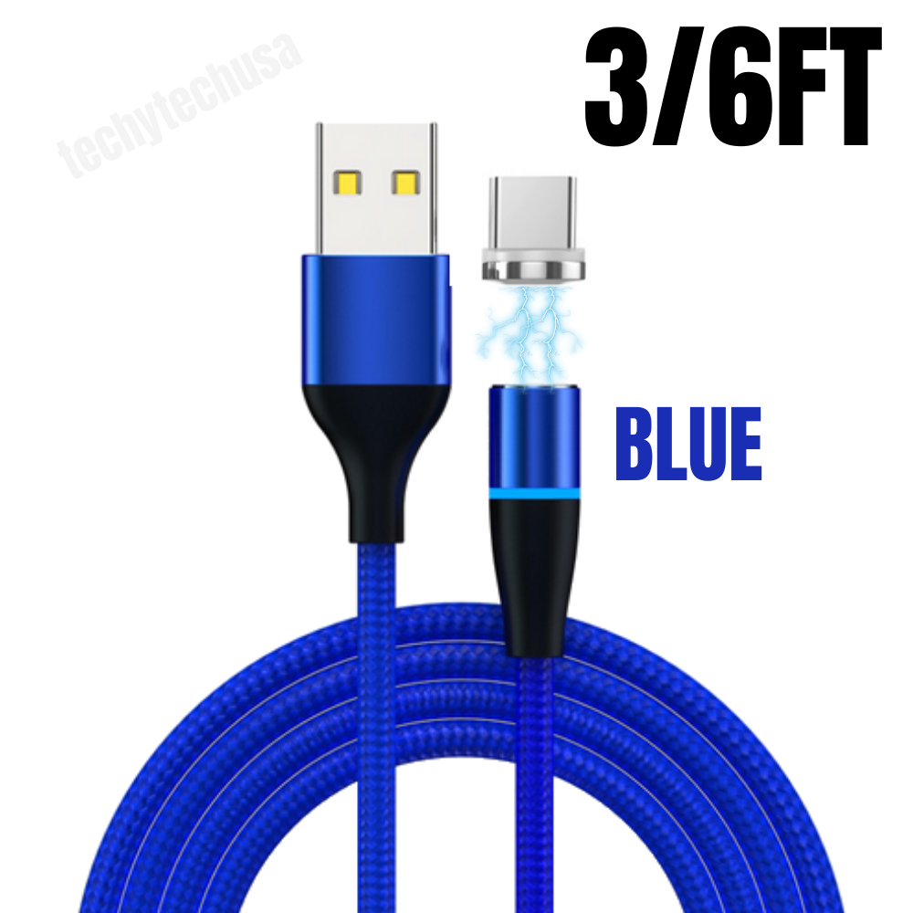 3Pack 3/6Ft 360° Magnetic Type C Cable Fast Charge USB C Phone Charger Data Sync