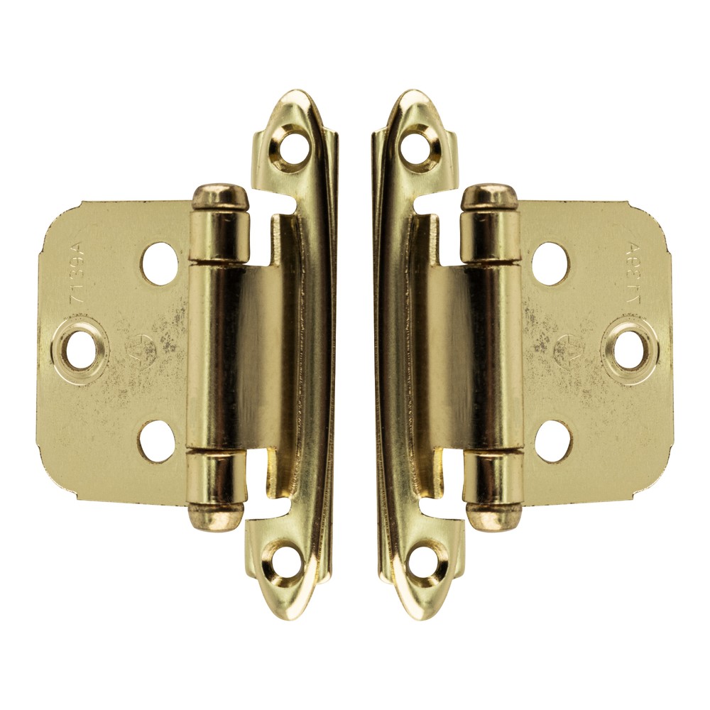 Polished Brass Self-Closing Variable Overlay Flush Cabinet Hinge - pack of 2