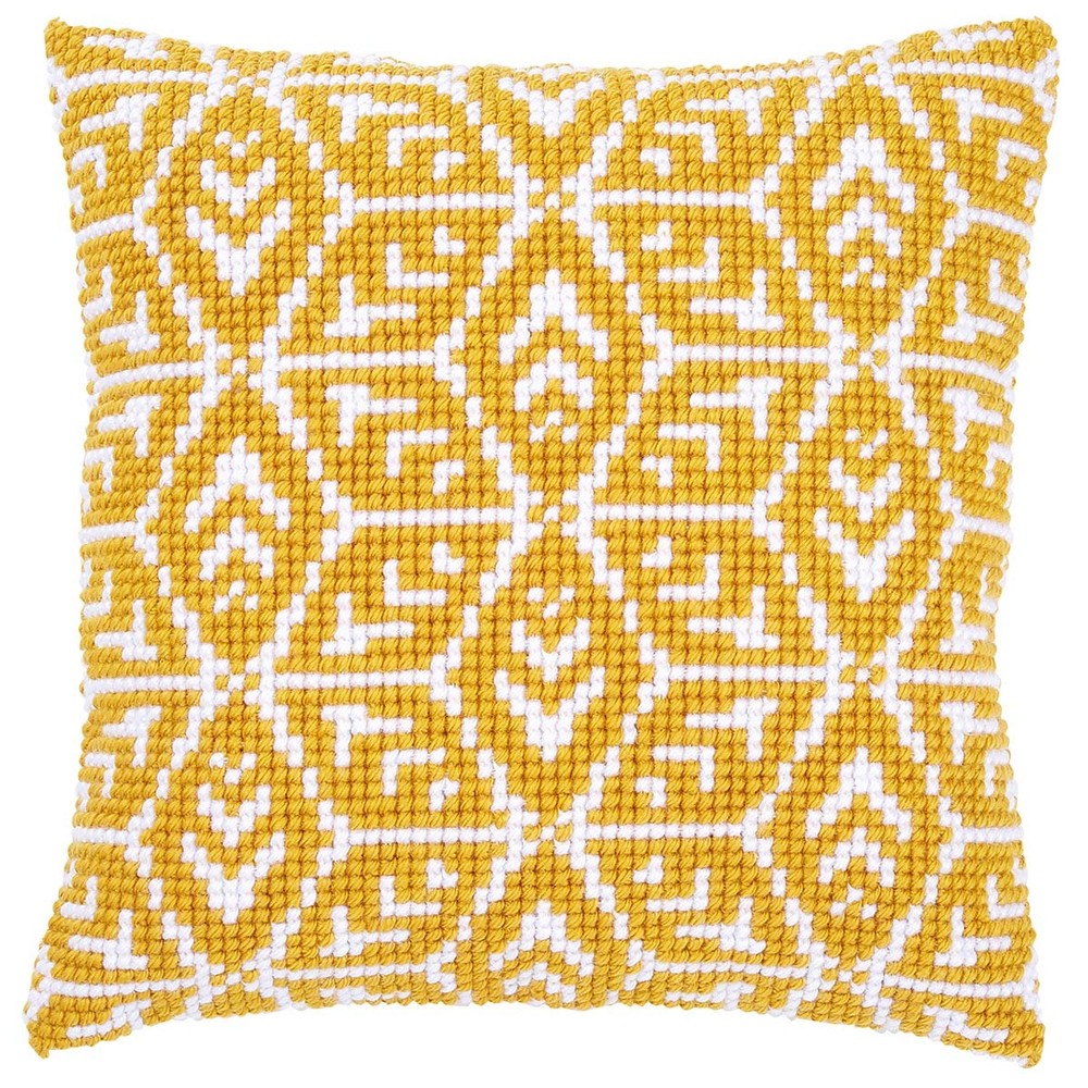 Vervaco® Yellow Geometric Design Pillow Cover Needlepoint Kit