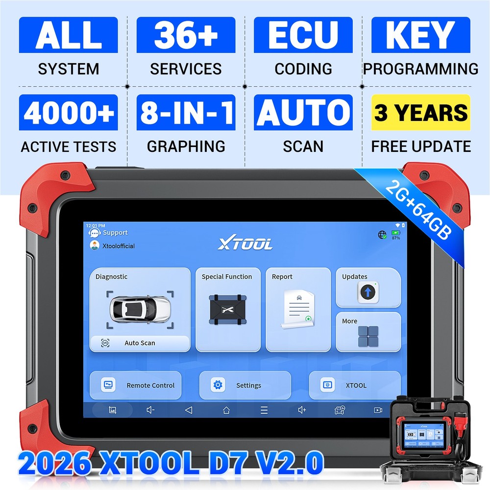 XTOOL D7 Full System Bidirectional OBD2 Scanner ECU Coding 36+ Services AUTO VIN