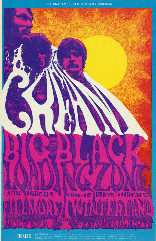 Lee Conklin BG 109 1968 Cream Big Black Loading Zone Fillmore postcard BG109
