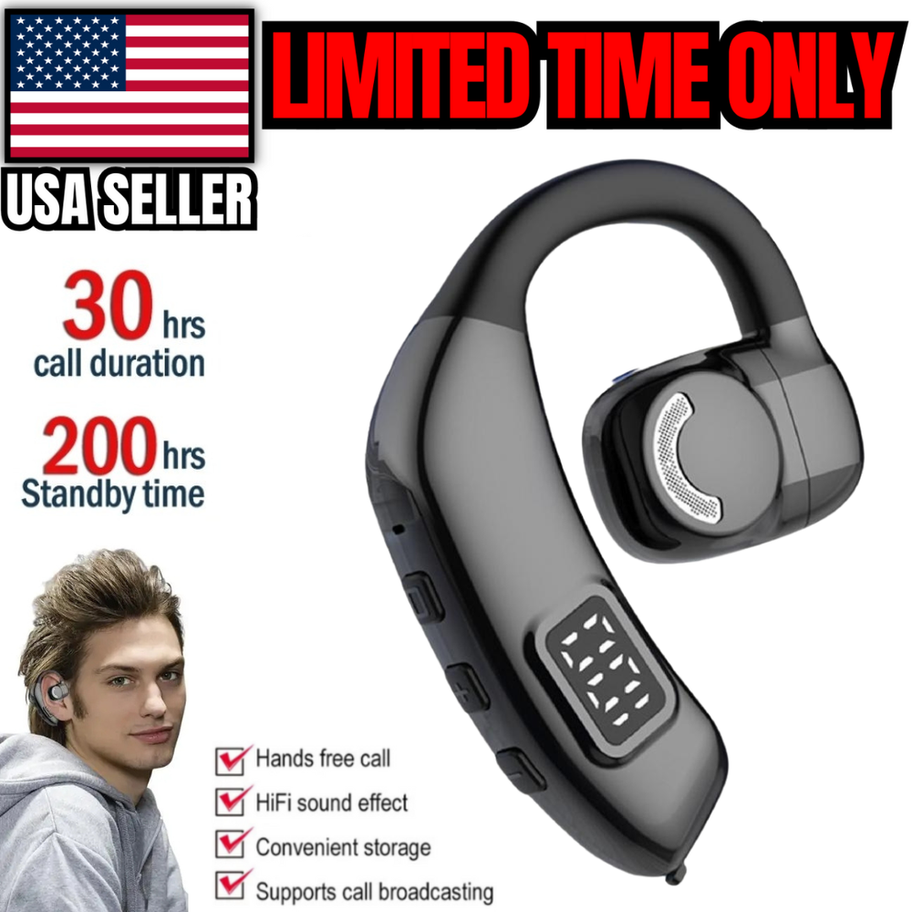 Bluetooth 5.3 Wireless Earpiece Headset Driving Trucker Earbuds Noise Cancelling