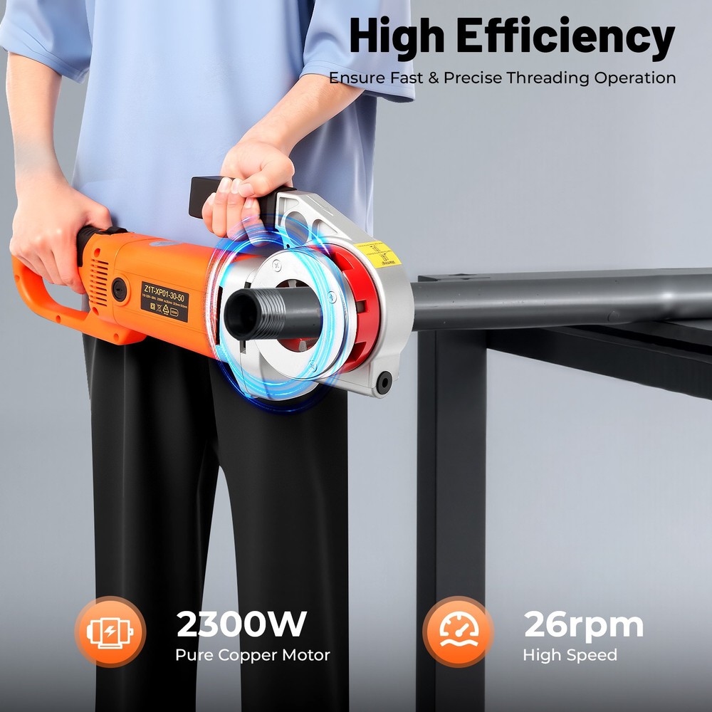 2300W Electric Pipe Threader Pipe Threading Machine 6 Dies 1/2-2" HD Pipe Cutter