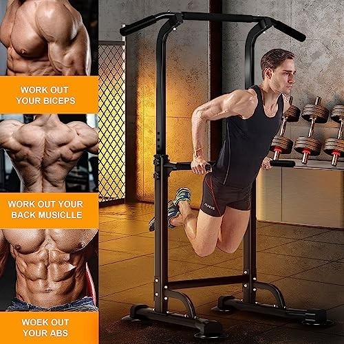 Multi-Function Power Tower Pull Up Dip Station - Adjustable Height Fitness Equip