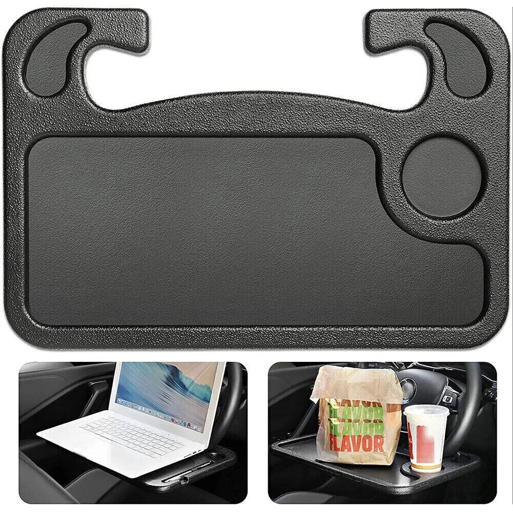 New Car Steering Wheel Tray Desk 2 Sided For Laptop Drink Food Work Table Holder