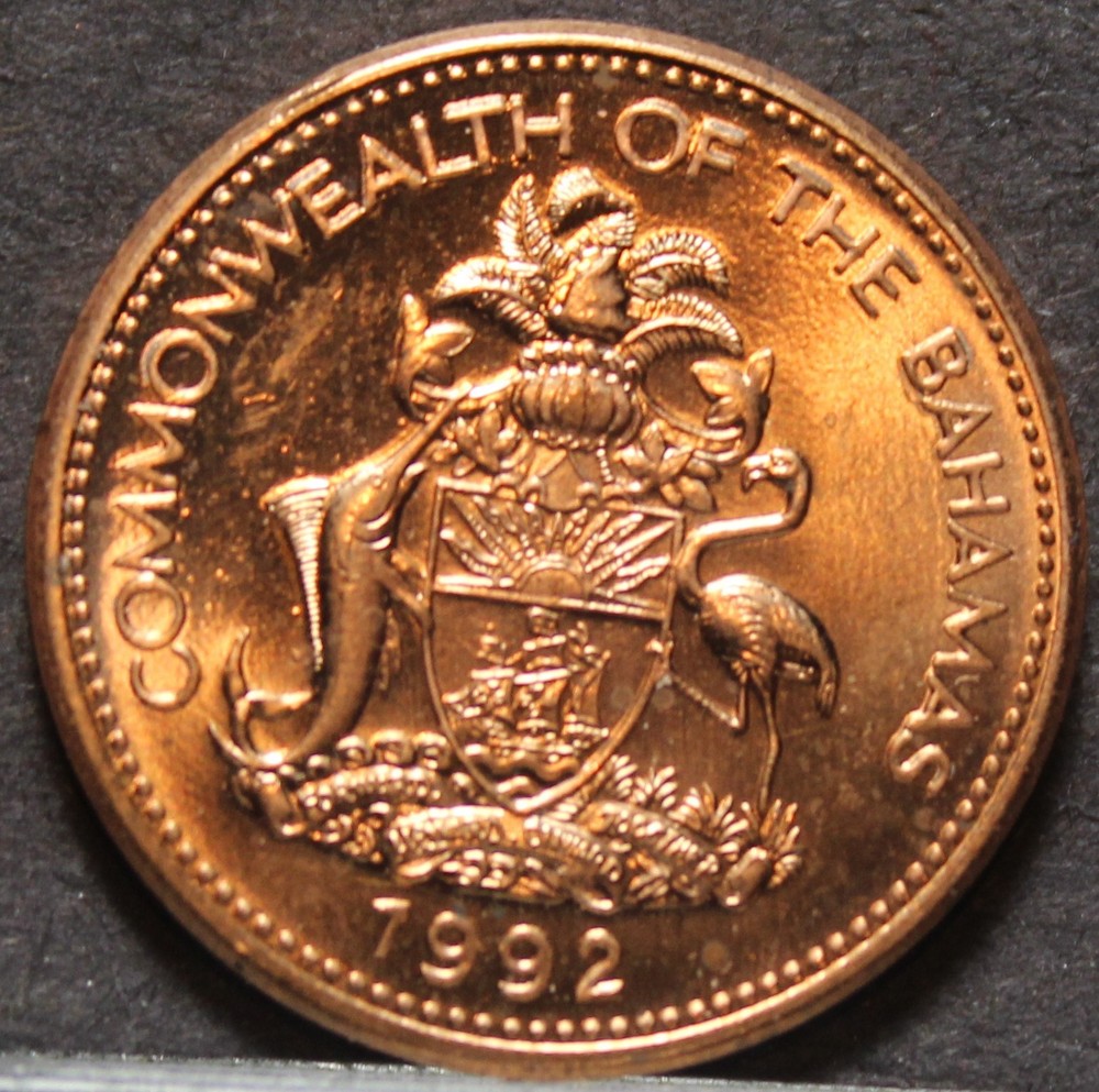 Bahamas Cent, 1992 Gem Unc~Starfish~Free Shipping