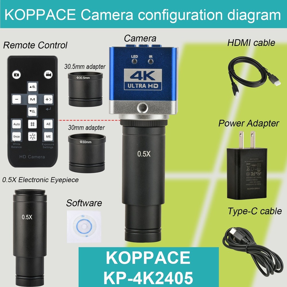 KOPPACE 4K HD Microscope Electronic Eyepiece, 23.2-30 & 30.5mm Interfaces