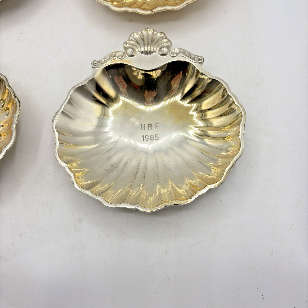 Set Of 4 Silverplate Seashell Trinket Candy Dish Bowl HRF 1984 Vintage