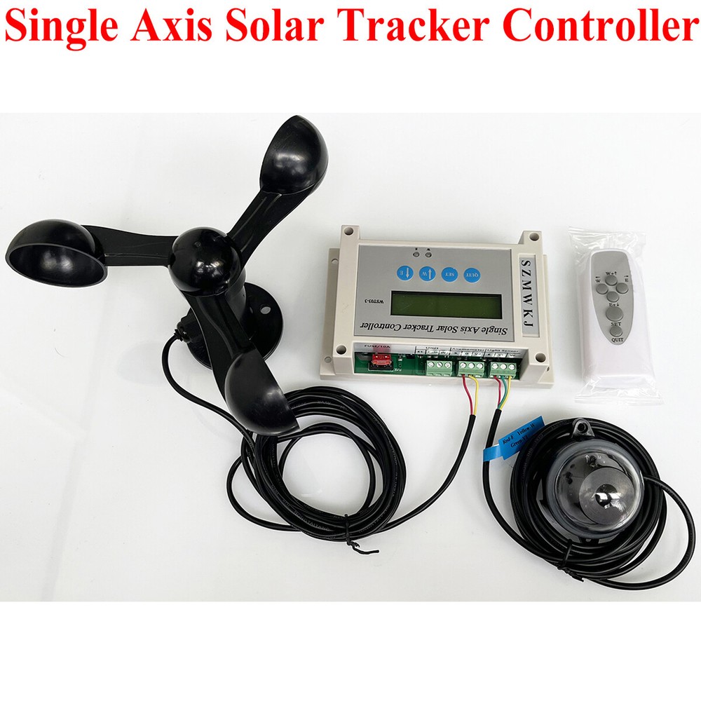 Electronic Single Axis Solar Tracker Controller+Light Sensor +Remote +Anemometer