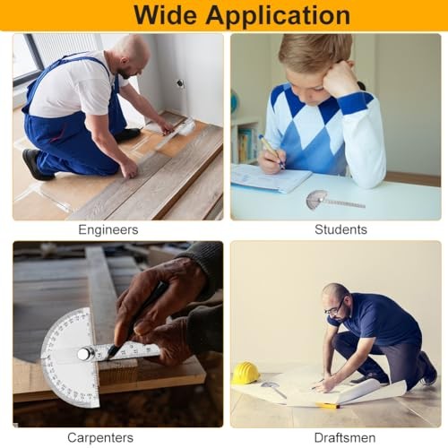 Stainless Steel Angle Protractor, 0-180° Round Head Protractor, Silver