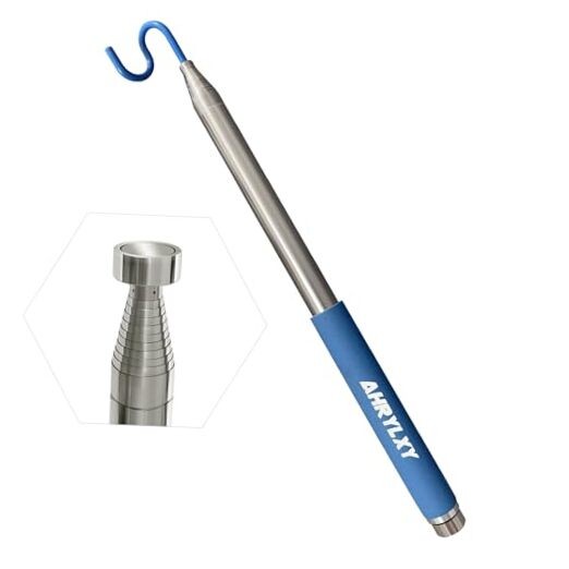 10 FT Telescoping Pickup Tool Magnetic Pole with Hook, Telescopic Two-hooks