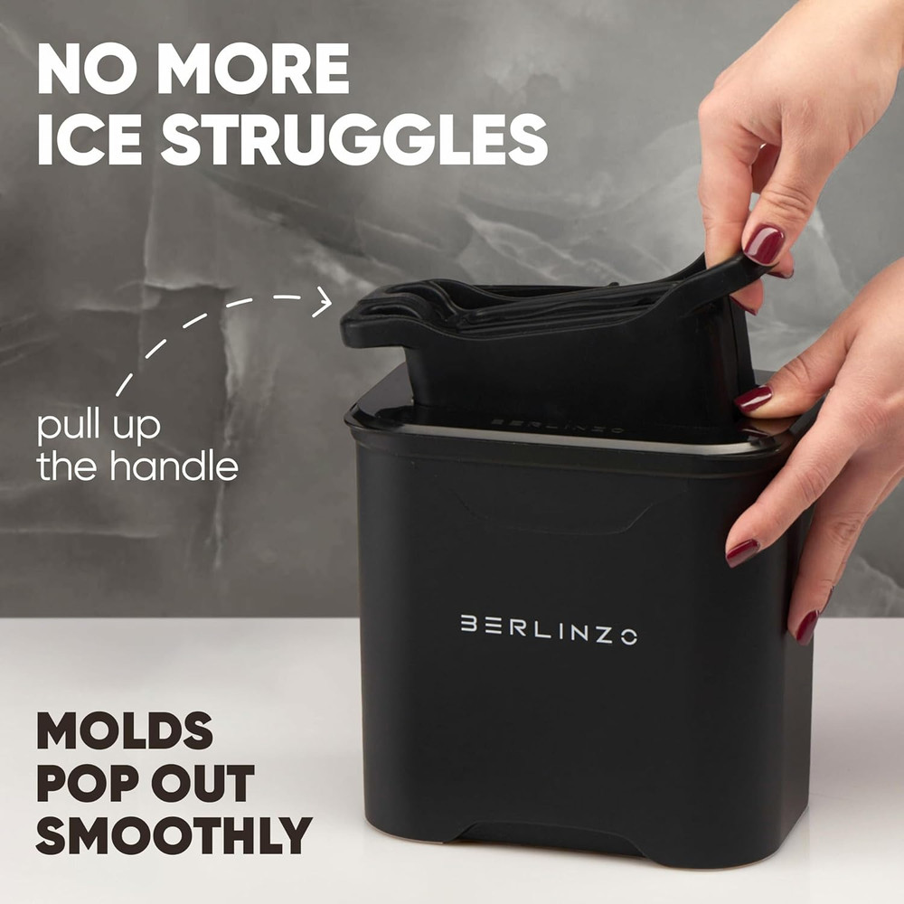 Berlinzo Premium Clear Ice Cube Maker with Conversation Ice Prints – 4 Large 2.1