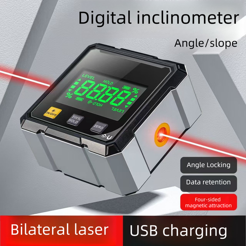 Magnetic Dual-Laser Inclinometer Digital Angle Measuring Instrument Protractor