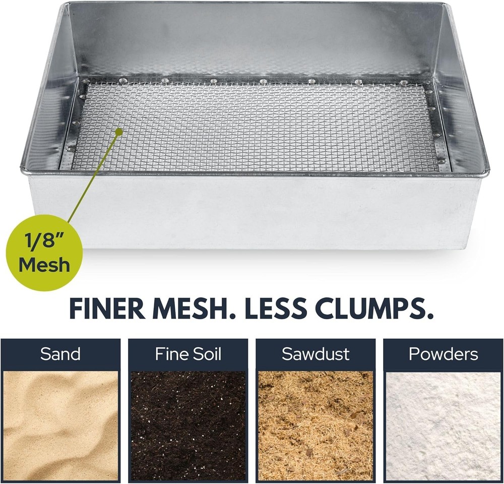 Standard sized garden soil sifting sieve