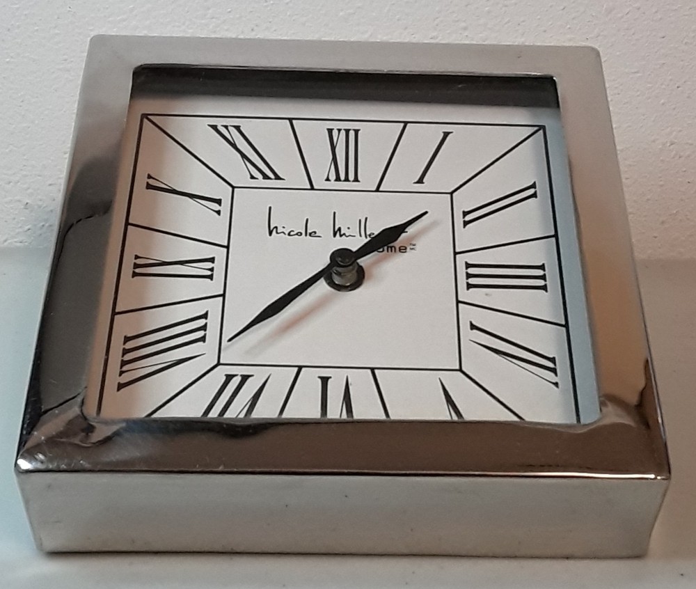 Desk clock , Nicole Miller , Home , Chrome