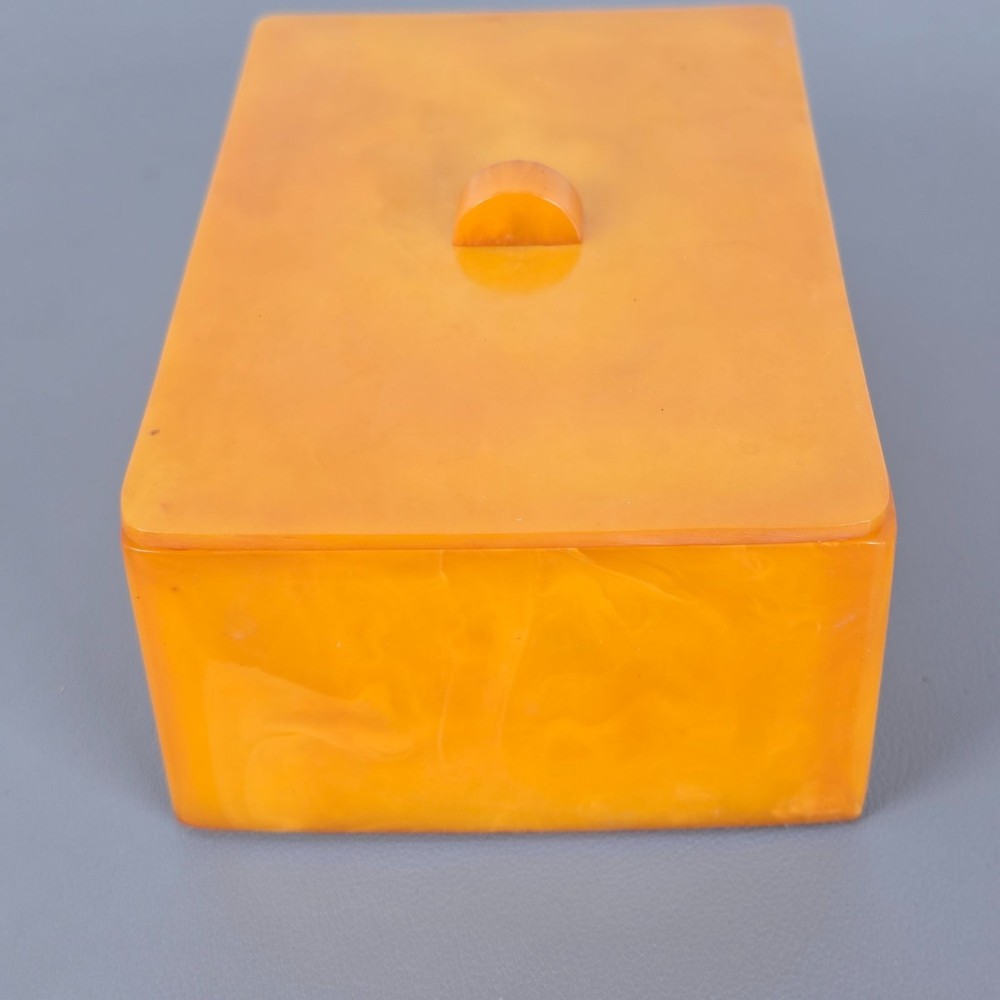 Orange Butterscotch Bakelite Trinket/Jewelry Rectangular Storage Cigarette Box