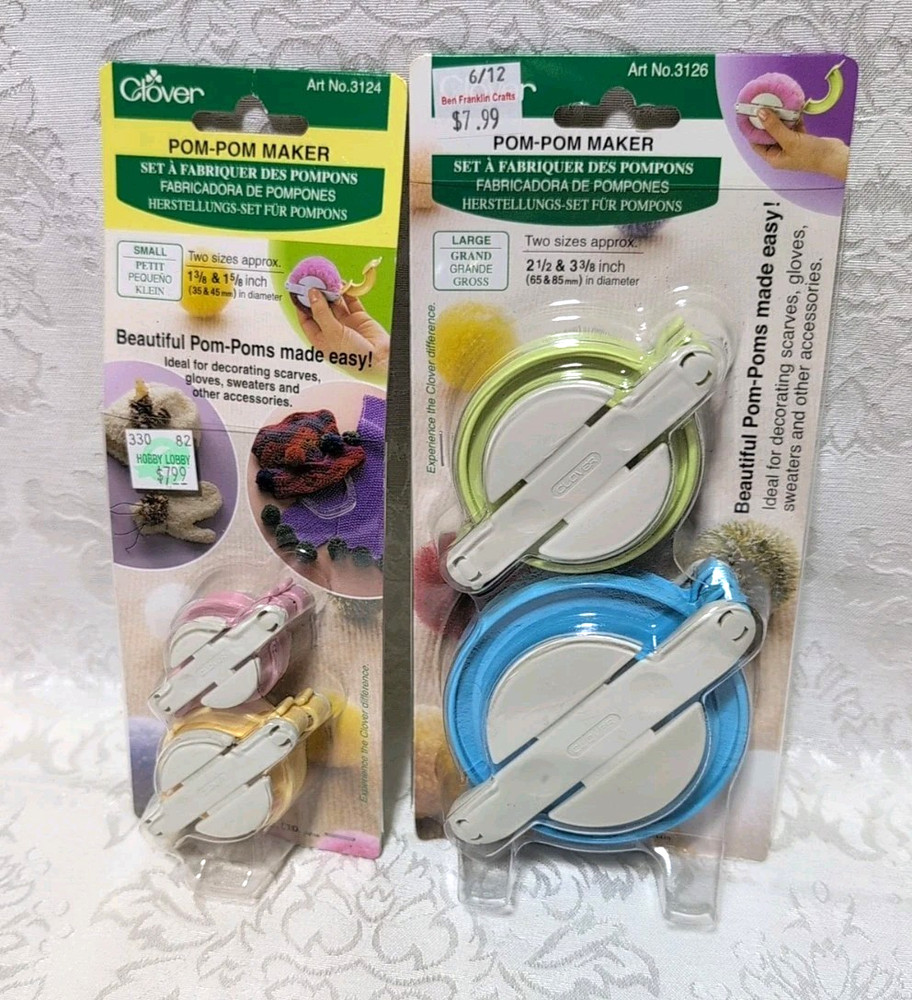 2 Clover Pom-Pom Maker Size SMALL & LARGE NIP