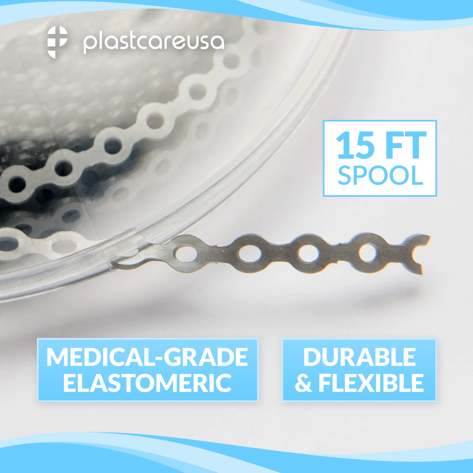 Dental Orthodontic Power Chains Braces - 15 ft Long Short Closed Multiple Colors