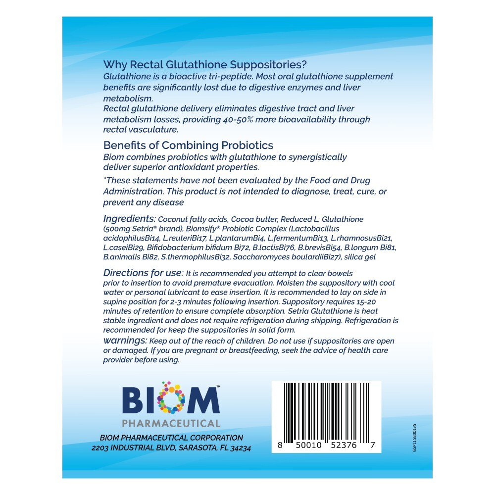 L-Glutathione + Probiotic Suppository (15 count)