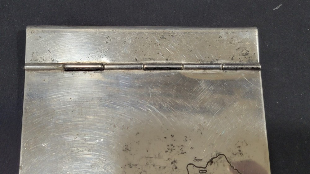 Danish Silverplate Notepad Holder w/ St. MAARTEN Map