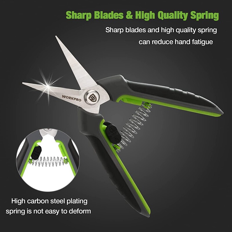 WORKPRO 2 Packs Pruning Shears Set 6.5" Gardening Scissors Snips Clippers Pruner