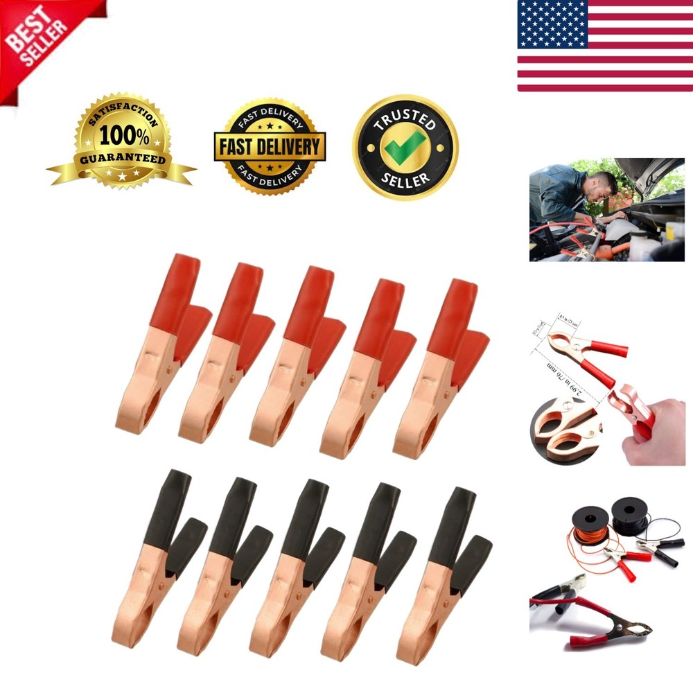 10 Pack Copper Plated Alligator Clips for Reliable Electrical Testing - 50A