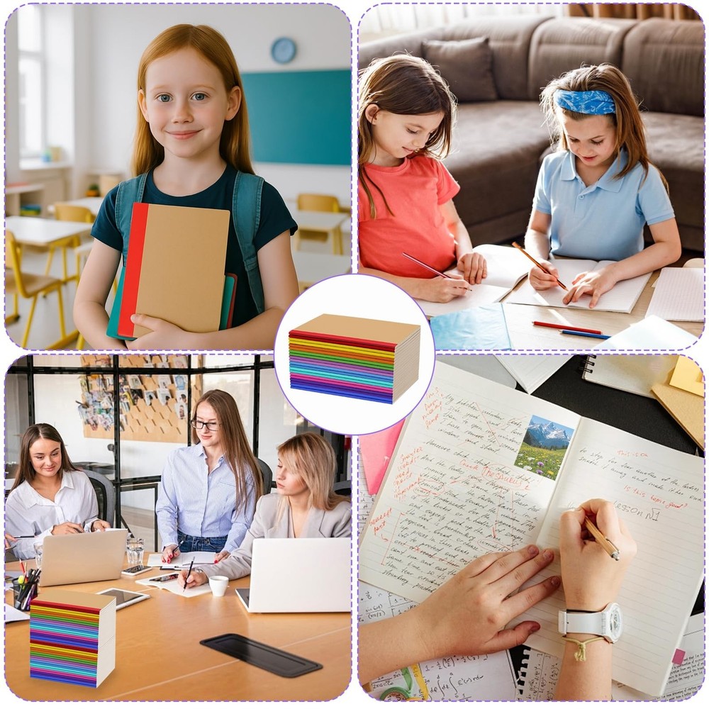 100 Pack A5 Notebooks Bulk, 8.3 x 5.5 inch Ruled Lined Kraft Composition Note...