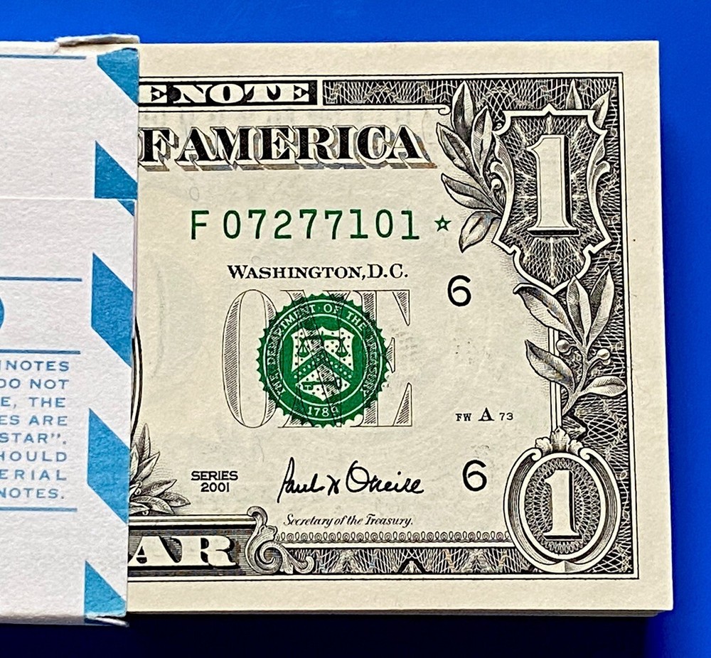 2001 STAR NOTE ATLANTA $1 Dollar Bill , consecutive,uncirculated *GEM*