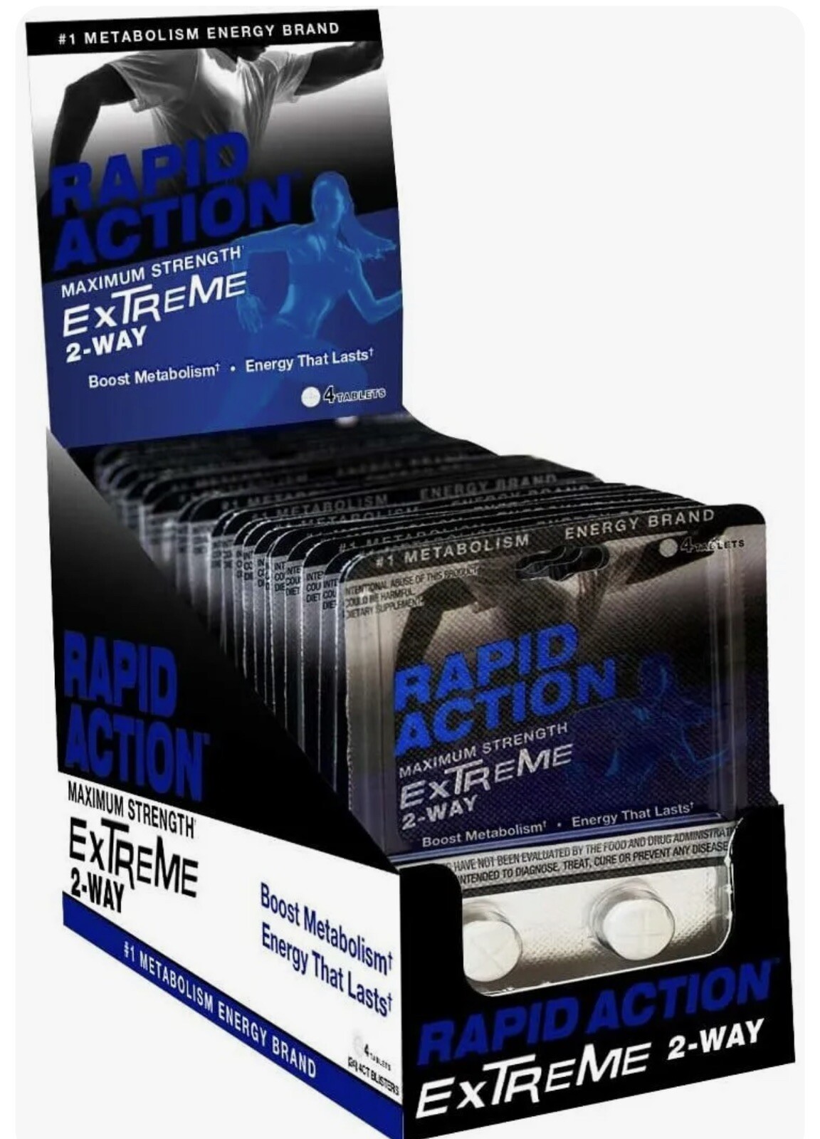 Rapid Action Extreme Energize 2-Way Energy Pills 24 packs of 4 = 96 pills