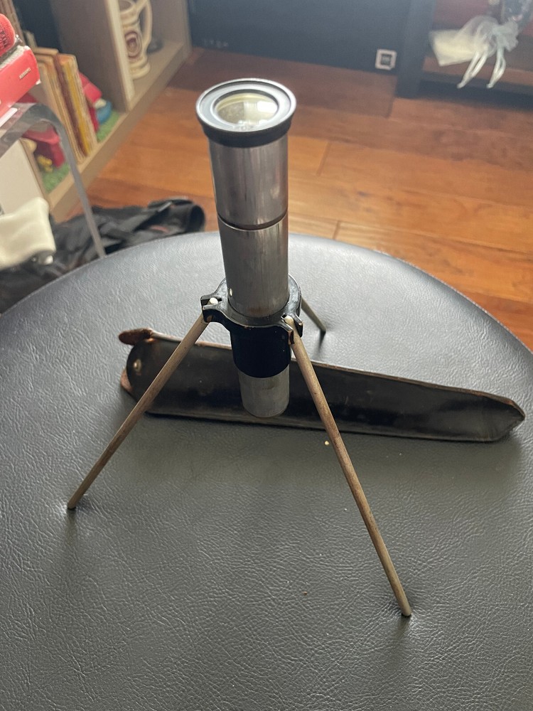 VINTAGE FIELD MICROSCOPE W/ LEATHER CARRYING CASE Scientific Instruments Science