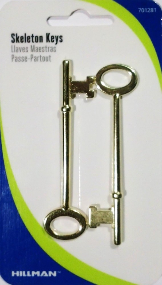 Versatile 2-Pack Brass Skeleton Keys - One with Slot, One without for All Needs