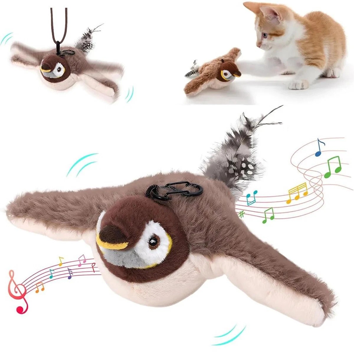 Flapping Bird Cat Toys Flying Electronic Interactive USB Sparrow Toy Indoor New