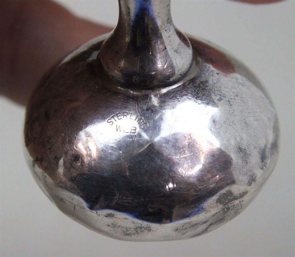 Vintage WEB 1950's Sterling Silver BABY RATTLE Barbell Dumbbell