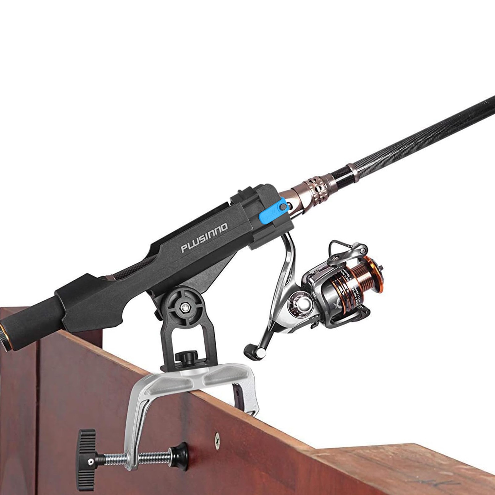 PLUSINNO Fishing Boat Rods Holder with Large Clamp Opening 360 Degree Adjusta...
