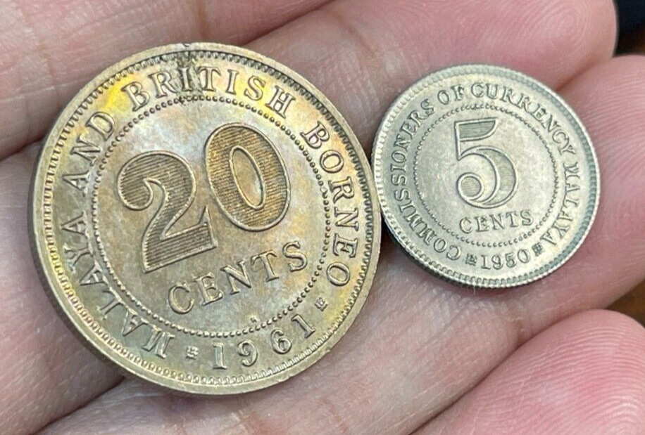 Early Malaya 2 coins lot Excellent Condition
