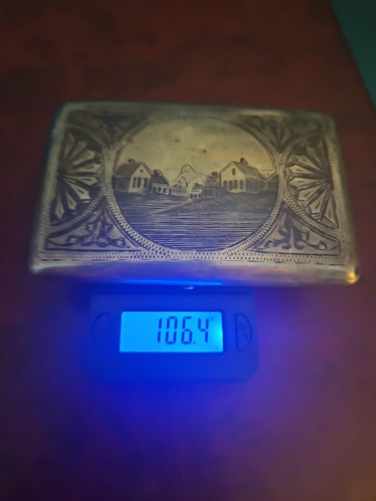 Antique Russian Sterling Silver Cigarette Case Sapiro