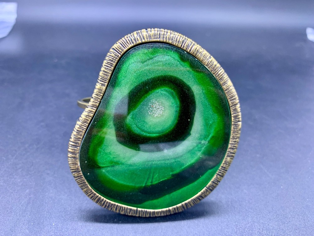 SIGNED STATEMENT FREE FORM GREEN BRONZE MODERNIST BRACELET