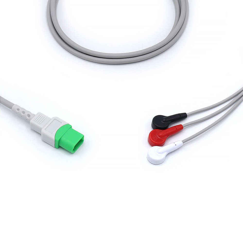 Mindray ECG Compatible Direct Connect 12 Pin 3 Leads Snap - Same Day Shipping