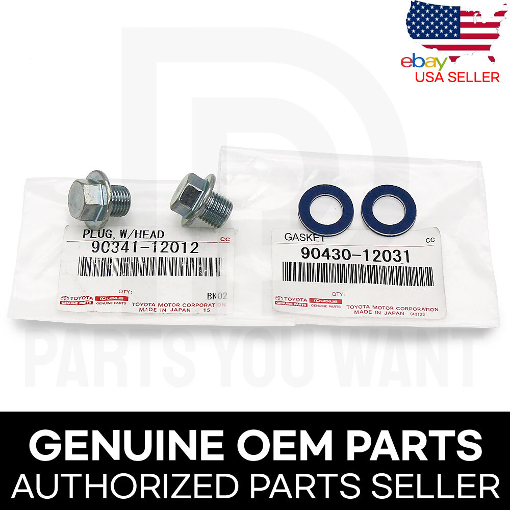 GENUINE Toyota Lexus OEM Oil Drain Plug 90341-12012 + Gasket 90430-12031 [2 SET]