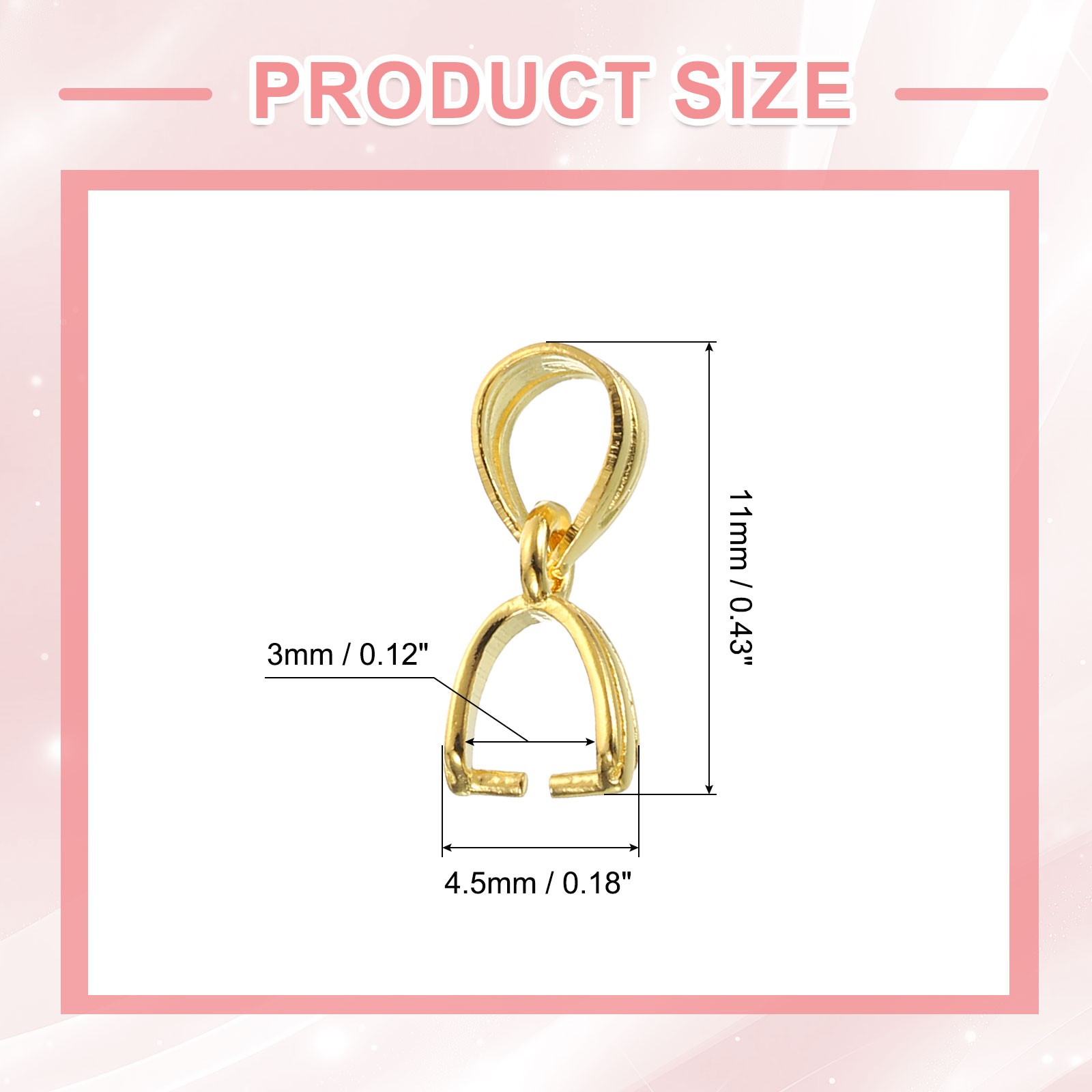 2Pcs 925 Sterling Silver Pinch Bail 11mm Bail Clasp Connector Gold