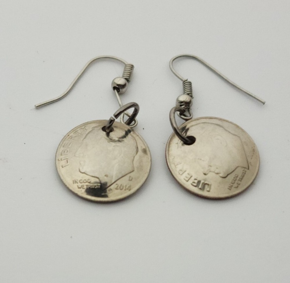 Eisenhower Dime Earrings Dime Convave Ike